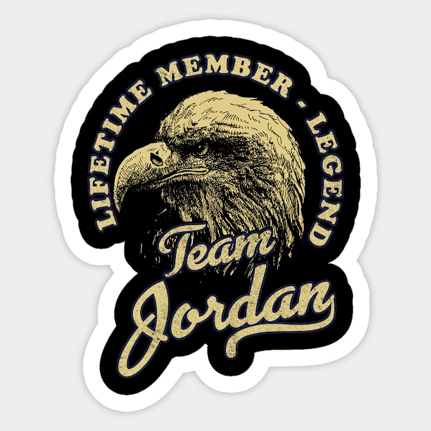 Jordan Name - Lifetime Member Legend - Eagle Sticker by Stacy Peters Art